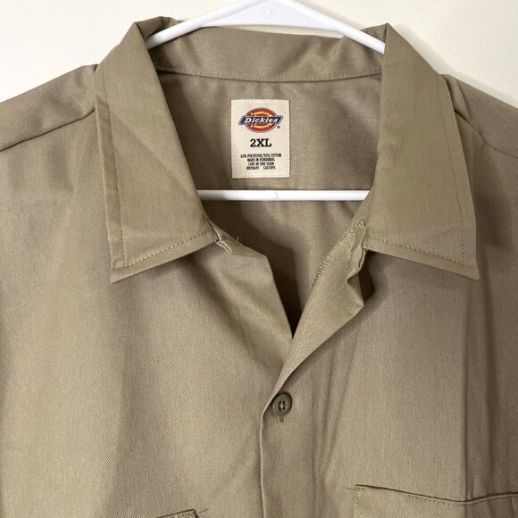 Dickies 2XL Original Khaki Men's Work Shirt Button-Down NEW - Picture 2 of 15